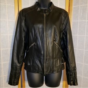 Super Cute Feminine Faux Leather Bomber Jacket